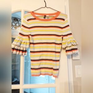 Striped Ruffle Sleeve Top